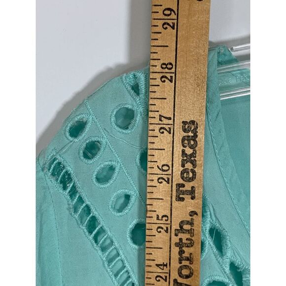 Solitaire Swim Women's Eyelet Swimming Cover Up Top Shirt Teal Green Size Medium - Picture 8 of 12